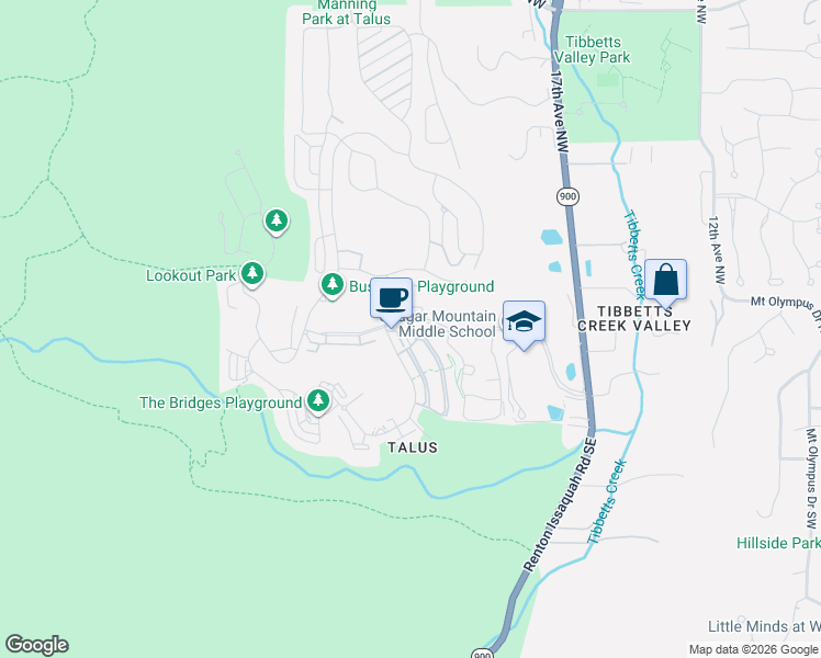 map of restaurants, bars, coffee shops, grocery stores, and more near 2000 Northwest Talus Drive in Issaquah