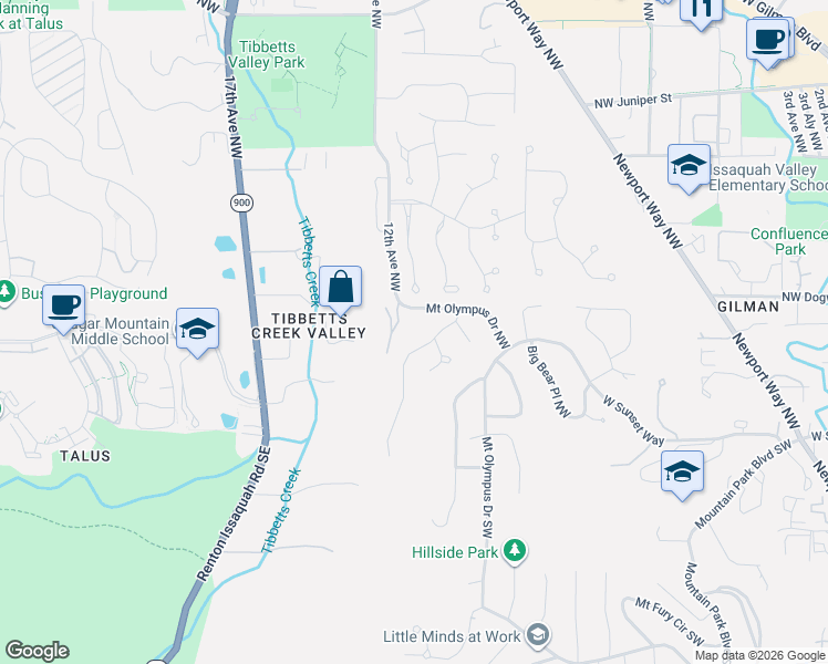 map of restaurants, bars, coffee shops, grocery stores, and more near 360 Kalmia Place Northwest in Issaquah