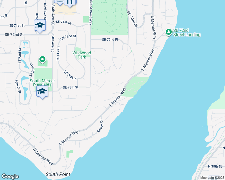 map of restaurants, bars, coffee shops, grocery stores, and more near 7779 Southeast 77th Place in Mercer Island