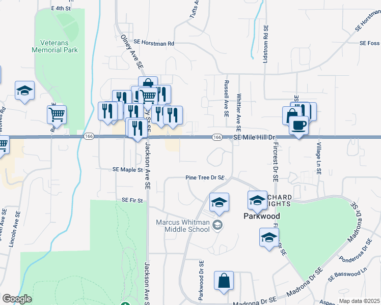 map of restaurants, bars, coffee shops, grocery stores, and more near 1653 Payseno Lane Southeast in Port Orchard