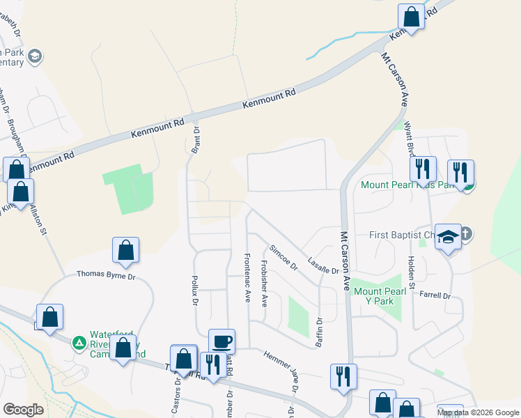 map of restaurants, bars, coffee shops, grocery stores, and more near 76 Lasalle Drive in Mount Pearl