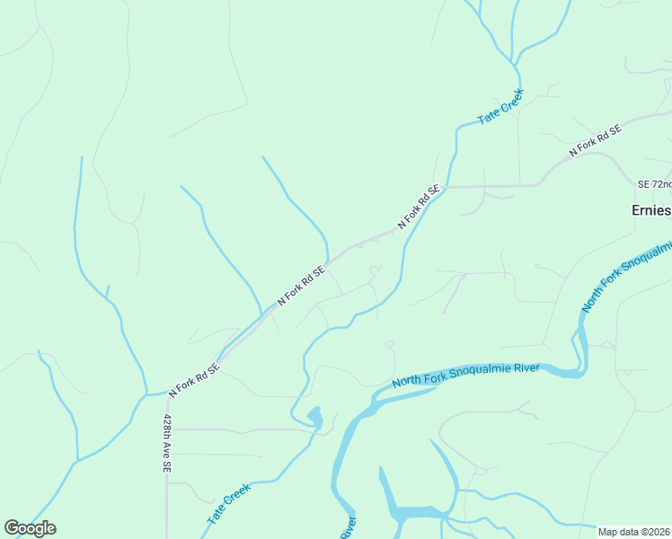 map of restaurants, bars, coffee shops, grocery stores, and more near 7442 North Fork Road Southeast in Snoqualmie