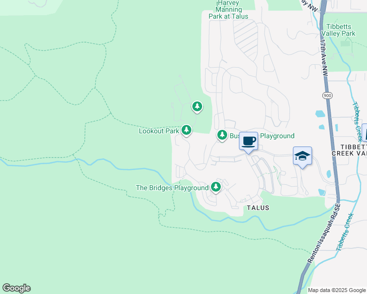 map of restaurants, bars, coffee shops, grocery stores, and more near 2599 Northwest Si View Lane in Issaquah