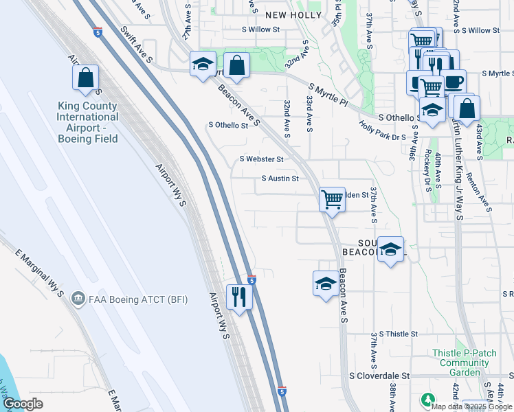 map of restaurants, bars, coffee shops, grocery stores, and more near 3000 South Portland Street in Seattle