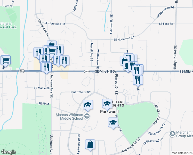 map of restaurants, bars, coffee shops, grocery stores, and more near 1663 Harrison Avenue Southeast in Port Orchard