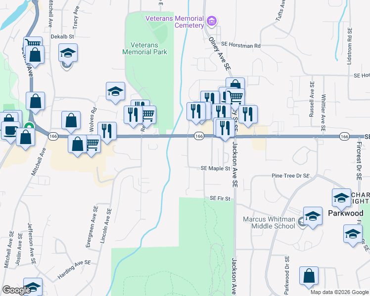 map of restaurants, bars, coffee shops, grocery stores, and more near 1646 Roosevelt Avenue Southeast in Port Orchard