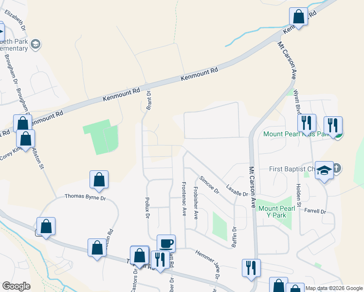 map of restaurants, bars, coffee shops, grocery stores, and more near 84 Lasalle Drive in Mount Pearl