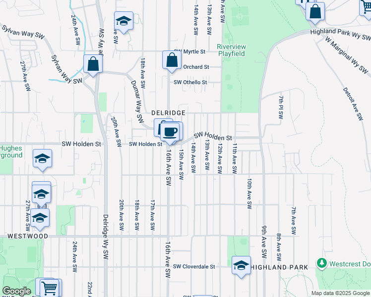 map of restaurants, bars, coffee shops, grocery stores, and more near 7706 15th Ave SW in Seattle