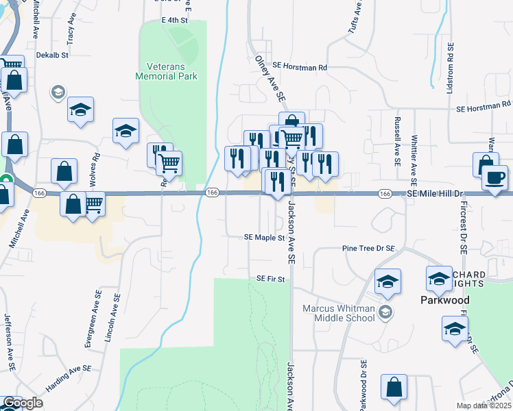 map of restaurants, bars, coffee shops, grocery stores, and more near 1615 Higgins Road Southeast in Port Orchard
