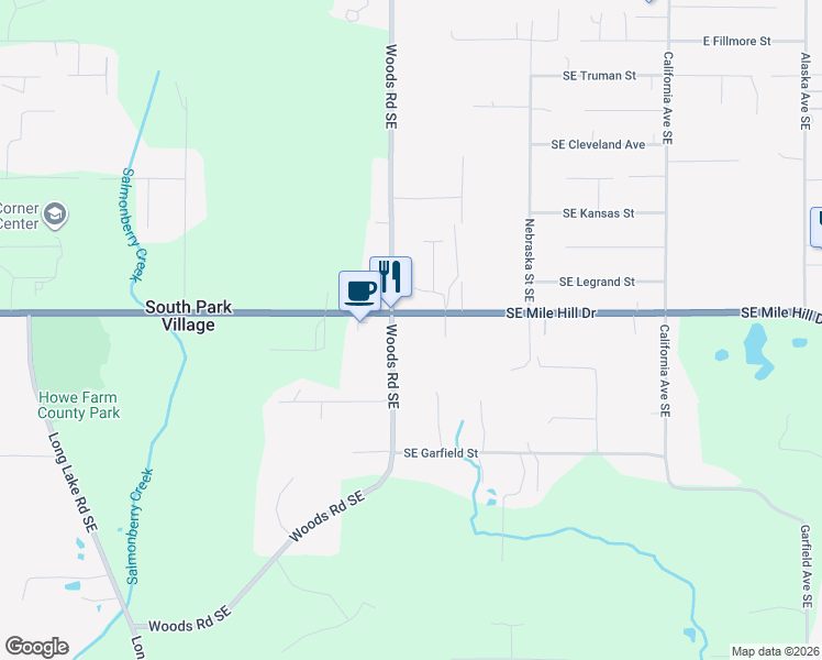 map of restaurants, bars, coffee shops, grocery stores, and more near 1601 Woods Road Southeast in Port Orchard