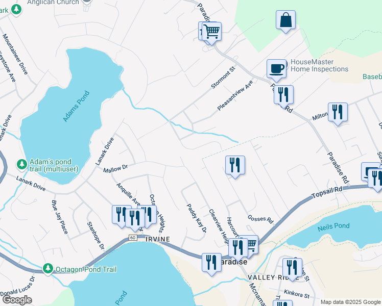 map of restaurants, bars, coffee shops, grocery stores, and more near 32 Fred W Brown Drive in Paradise