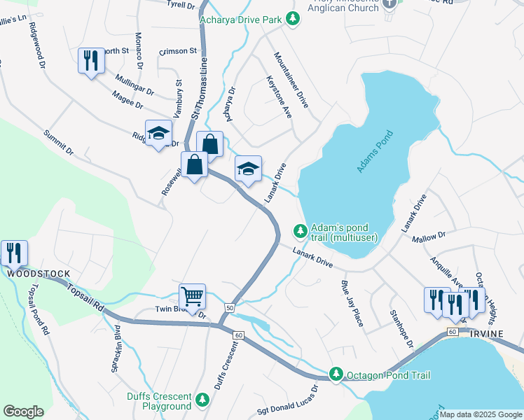 map of restaurants, bars, coffee shops, grocery stores, and more near 1 Sullivans Road in Paradise