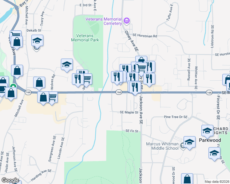 map of restaurants, bars, coffee shops, grocery stores, and more near Southeast Mile Hill Drive in Port Orchard