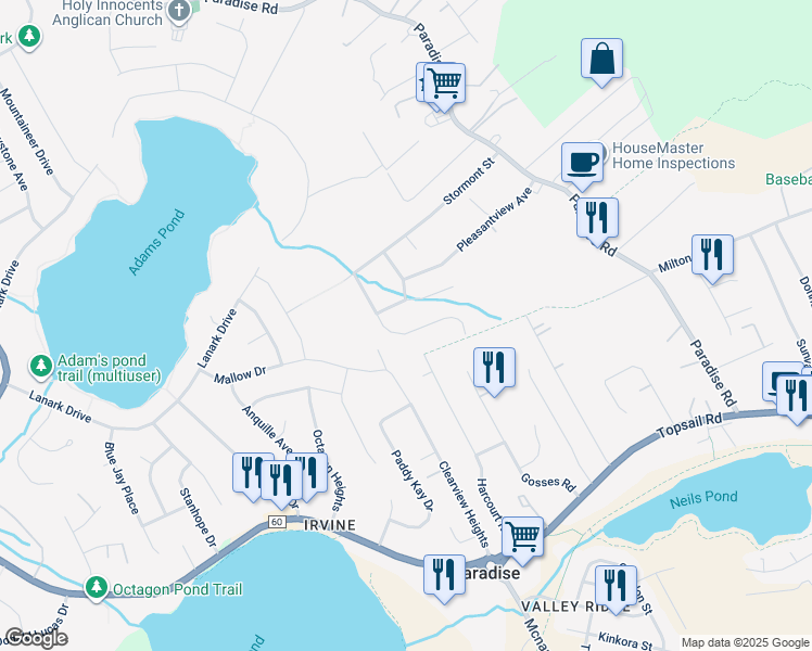 map of restaurants, bars, coffee shops, grocery stores, and more near 23 Fred W Brown Drive in Paradise