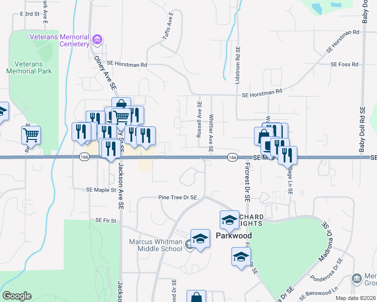 map of restaurants, bars, coffee shops, grocery stores, and more near 3712 Southeast Lovell Street in Port Orchard