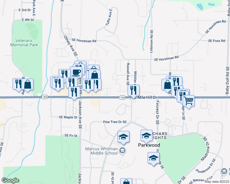 map of restaurants, bars, coffee shops, grocery stores, and more near 3678 Southeast Lovell Street in Port Orchard
