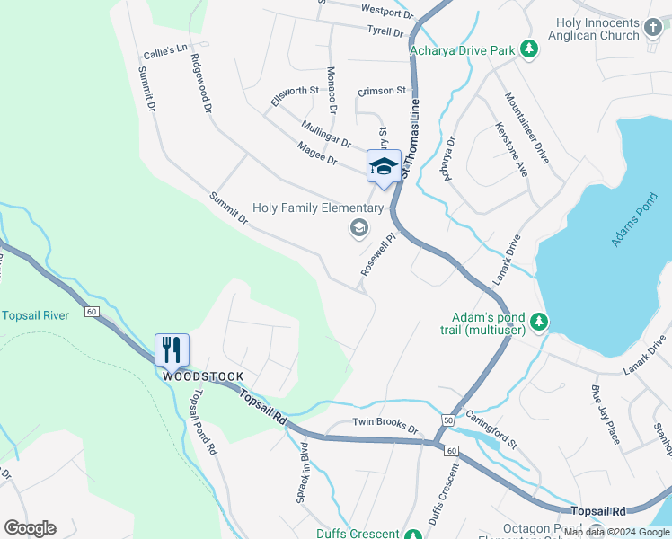 map of restaurants, bars, coffee shops, grocery stores, and more near 44 Summit Drive in Paradise