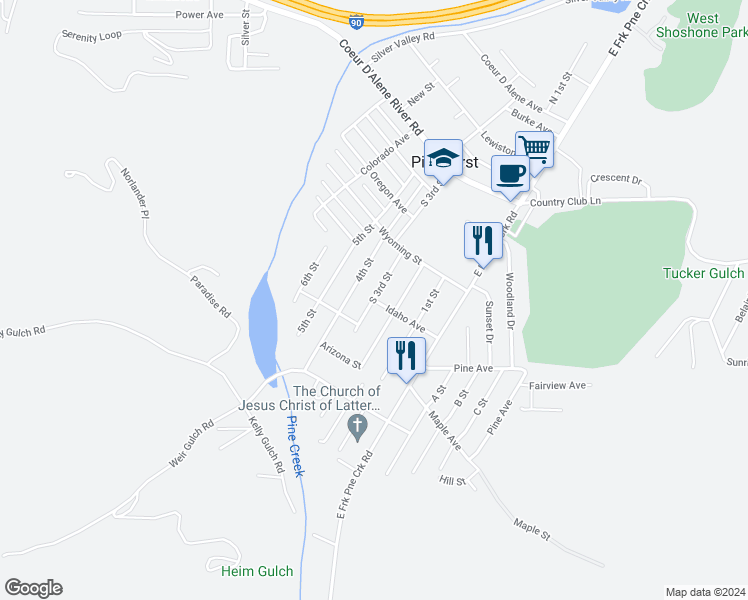 map of restaurants, bars, coffee shops, grocery stores, and more near 622 South 3rd Street in Pinehurst