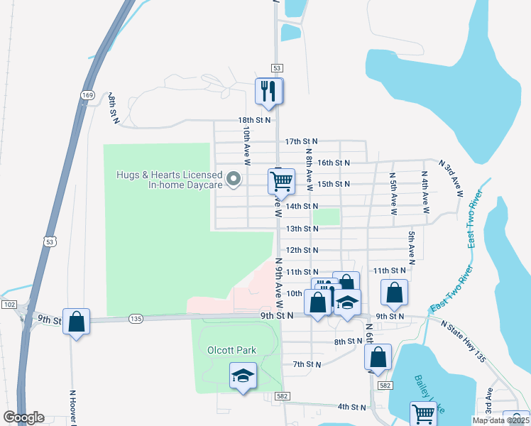 map of restaurants, bars, coffee shops, grocery stores, and more near 914 14th Street North in Virginia