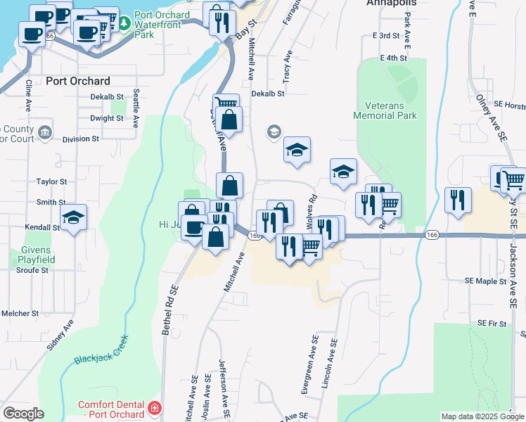 map of restaurants, bars, coffee shops, grocery stores, and more near 977 Mitchell Avenue in Port Orchard