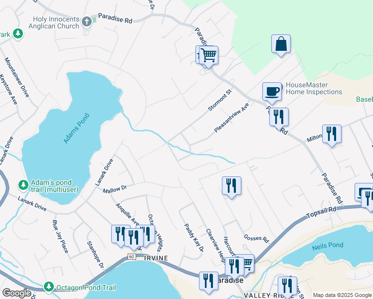 map of restaurants, bars, coffee shops, grocery stores, and more near 14 Barchester Street in Paradise