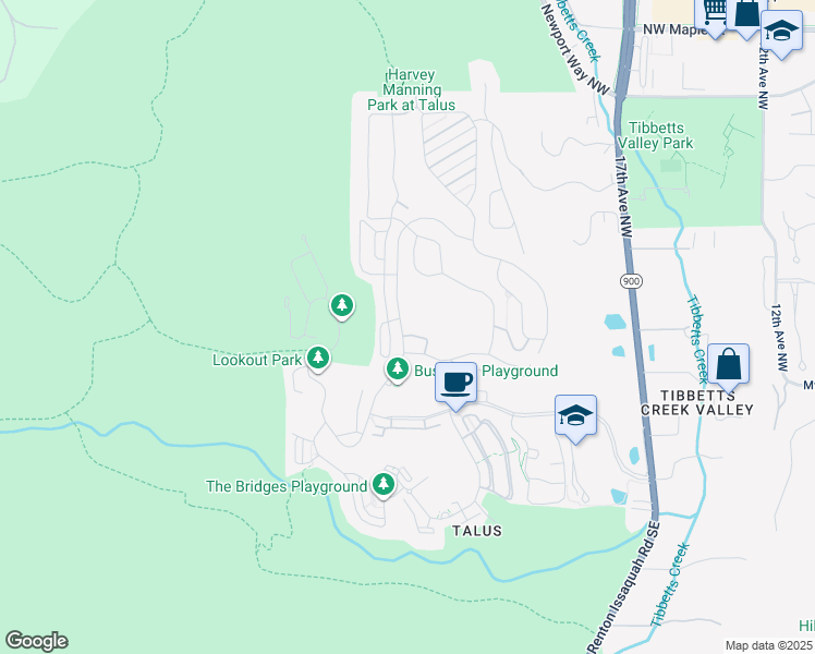 map of restaurants, bars, coffee shops, grocery stores, and more near 428 Shangri-La Way Northwest in Issaquah