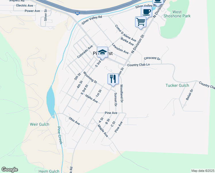 map of restaurants, bars, coffee shops, grocery stores, and more near 301 South Division Street in Pinehurst