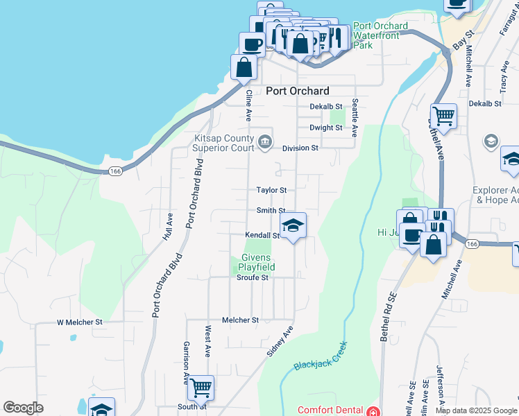 map of restaurants, bars, coffee shops, grocery stores, and more near 908 Austin Avenue in Port Orchard