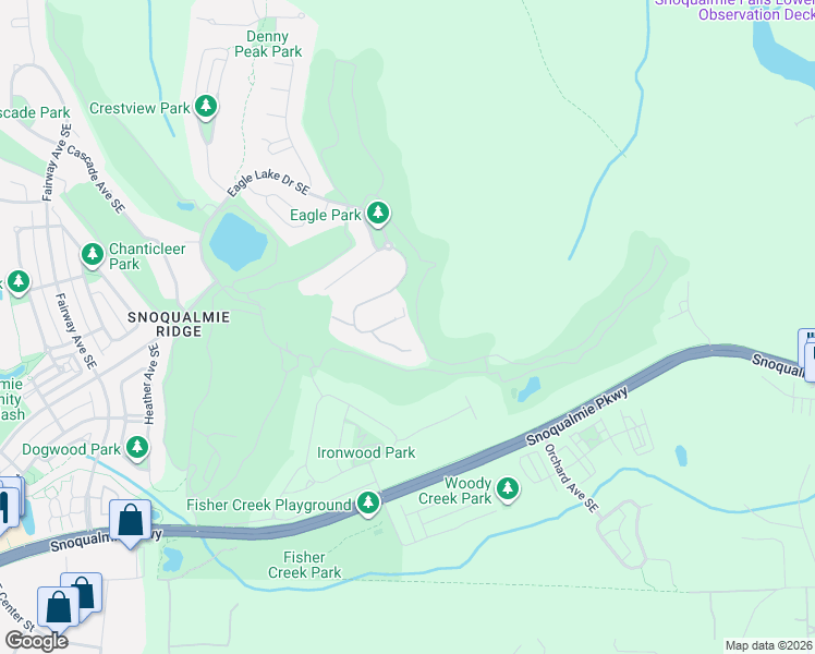 map of restaurants, bars, coffee shops, grocery stores, and more near 7323 Inverness Lane Southeast in Snoqualmie