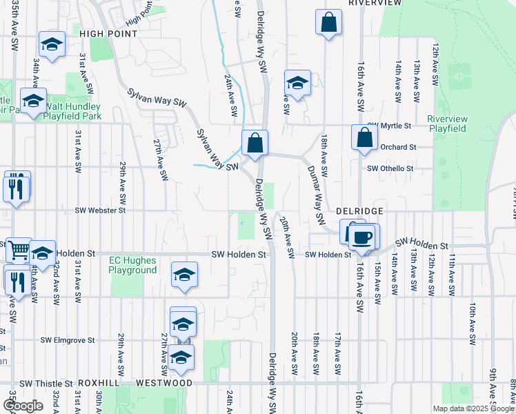 map of restaurants, bars, coffee shops, grocery stores, and more near in Seattle