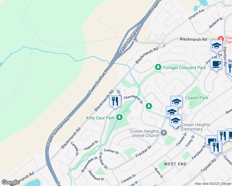 map of restaurants, bars, coffee shops, grocery stores, and more near 6 Bellevue Crescent in St. John's