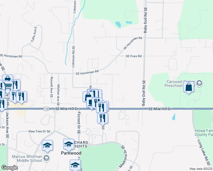 map of restaurants, bars, coffee shops, grocery stores, and more near 4298 Southeast Ness Lane in Port Orchard