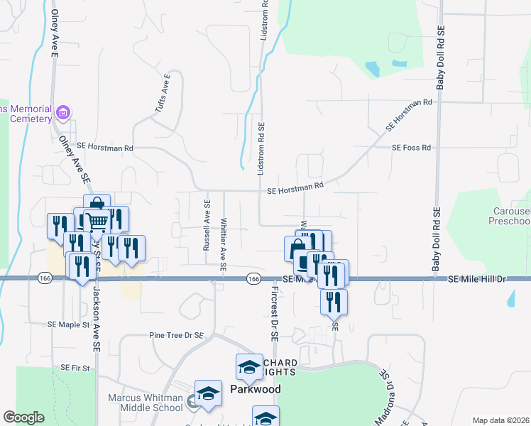 map of restaurants, bars, coffee shops, grocery stores, and more near 1267 Lidstrom Road Southeast in Port Orchard