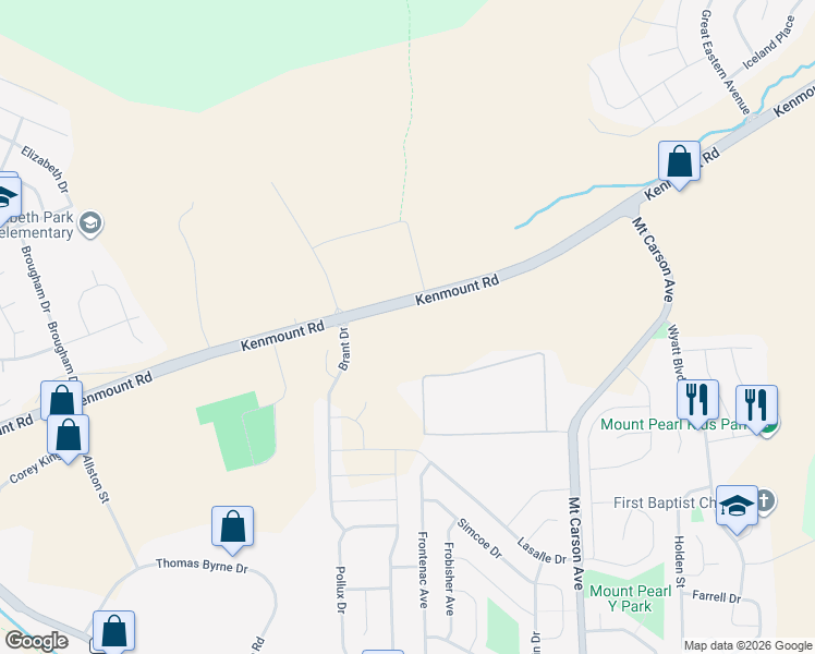 map of restaurants, bars, coffee shops, grocery stores, and more near 235 Masonic Park in Mount Pearl