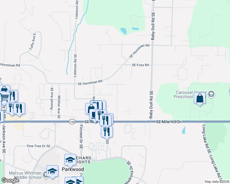 map of restaurants, bars, coffee shops, grocery stores, and more near 1280 Marlin Drive Southeast in Port Orchard