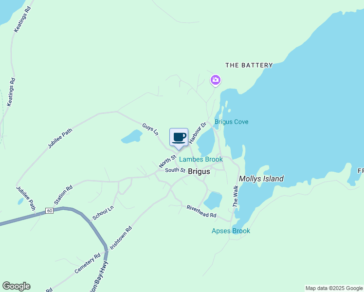 map of restaurants, bars, coffee shops, grocery stores, and more near 31 Harbour Drive in Brigus