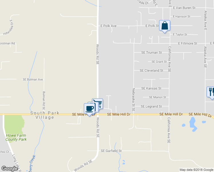 map of restaurants, bars, coffee shops, grocery stores, and more near 1281 Woods Road Southeast in Port Orchard