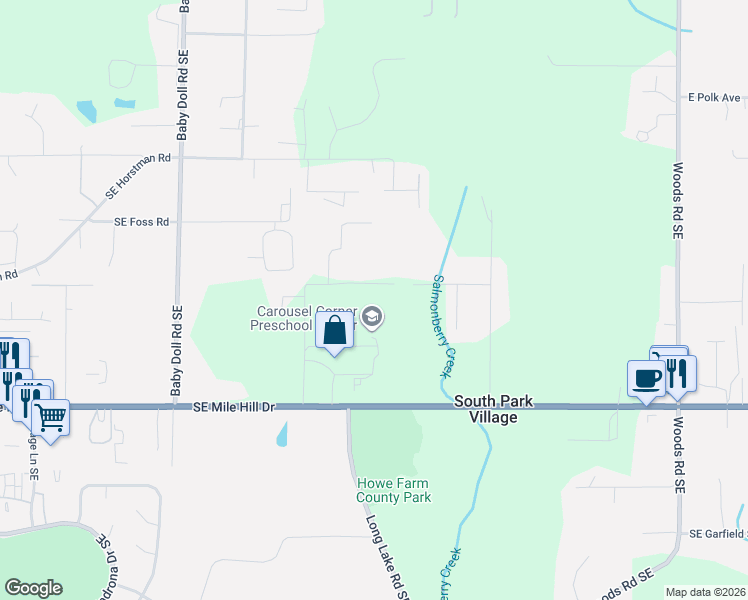 map of restaurants, bars, coffee shops, grocery stores, and more near 5398 Southeast Carousel Lane in Port Orchard