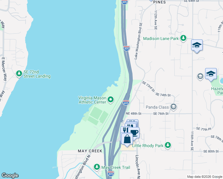 map of restaurants, bars, coffee shops, grocery stores, and more near 5021 Ripley Lane North in Renton