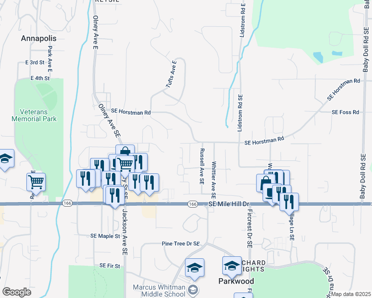 map of restaurants, bars, coffee shops, grocery stores, and more near 3637 Wendell Avenue Southeast in Port Orchard
