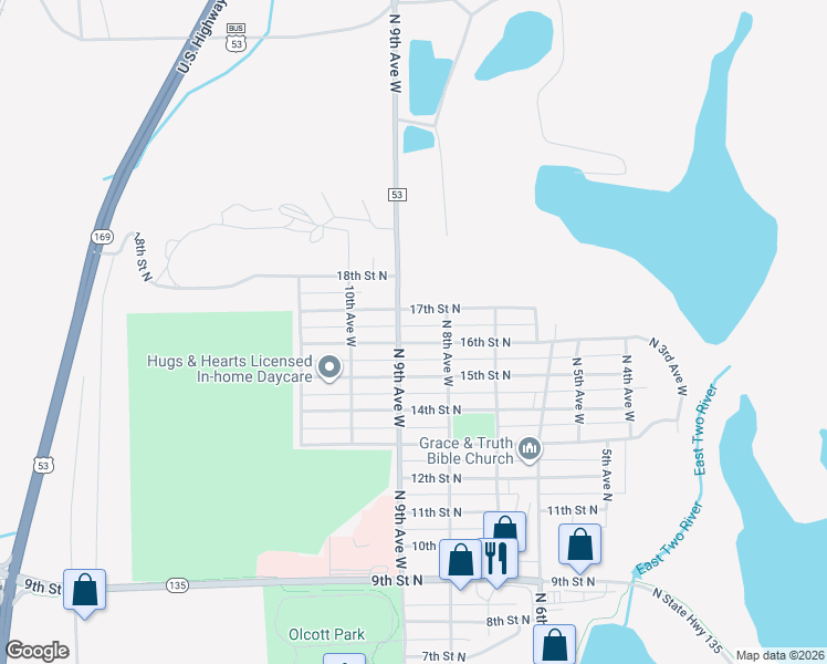 map of restaurants, bars, coffee shops, grocery stores, and more near 826 16th Street North in Virginia