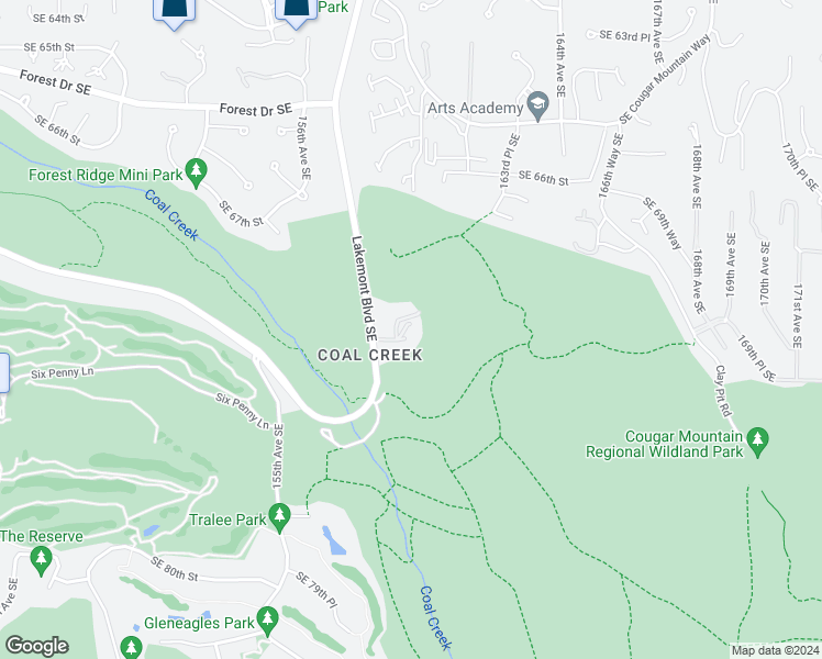 map of restaurants, bars, coffee shops, grocery stores, and more near 7238 Lakemont Boulevard Southeast in Bellevue