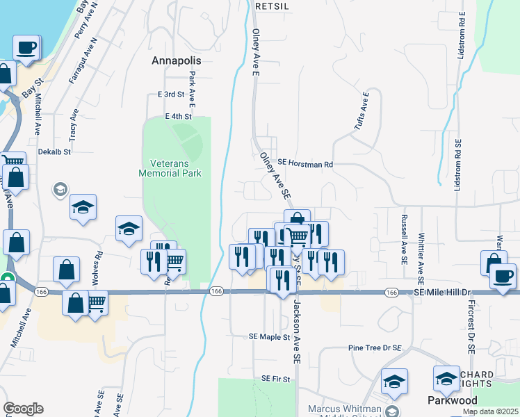 map of restaurants, bars, coffee shops, grocery stores, and more near 2948 Lowren Loop in Port Orchard