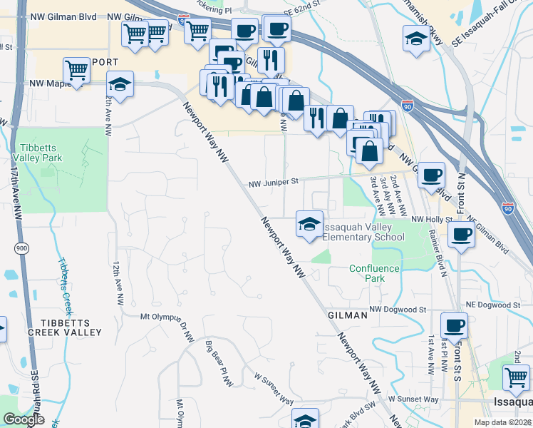 map of restaurants, bars, coffee shops, grocery stores, and more near 765 7th Avenue Northwest in Issaquah