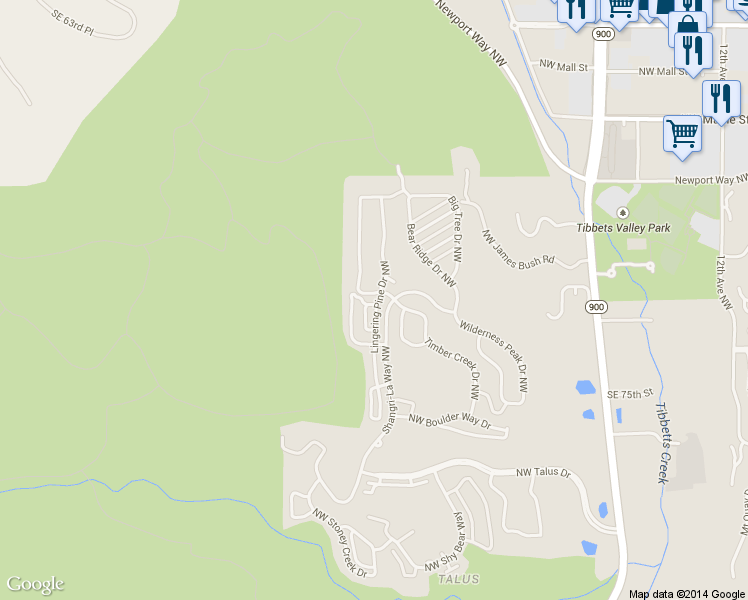 map of restaurants, bars, coffee shops, grocery stores, and more near 597 Alpine Ridge Place Northwest in Issaquah