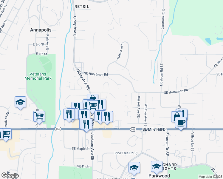 map of restaurants, bars, coffee shops, grocery stores, and more near 708 Courage Court in Port Orchard