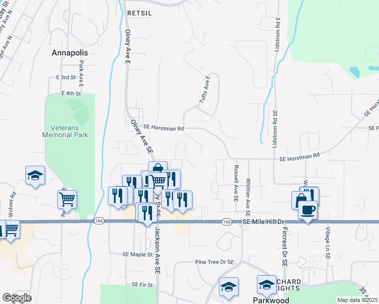 map of restaurants, bars, coffee shops, grocery stores, and more near 708 Courage Court in Port Orchard