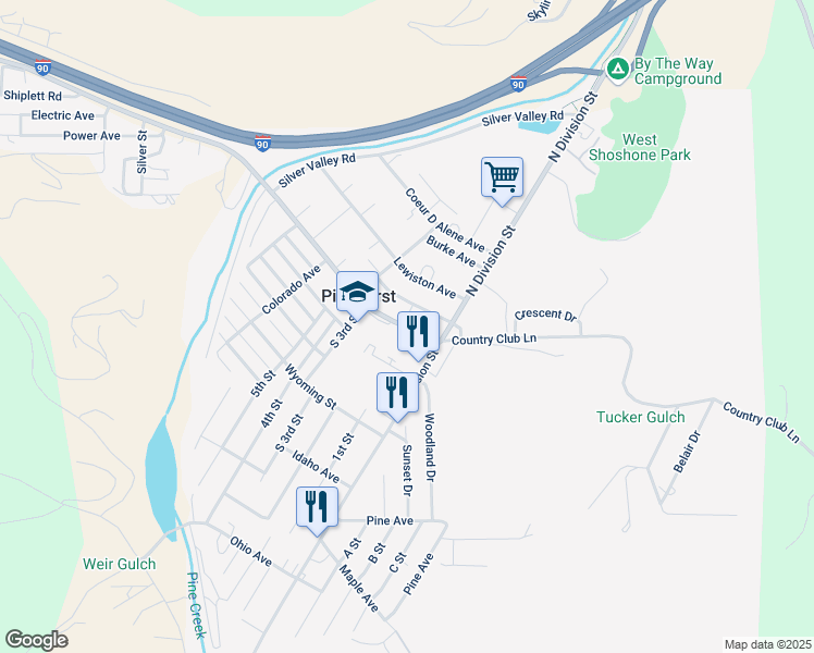 map of restaurants, bars, coffee shops, grocery stores, and more near 104 Main Street in Pinehurst