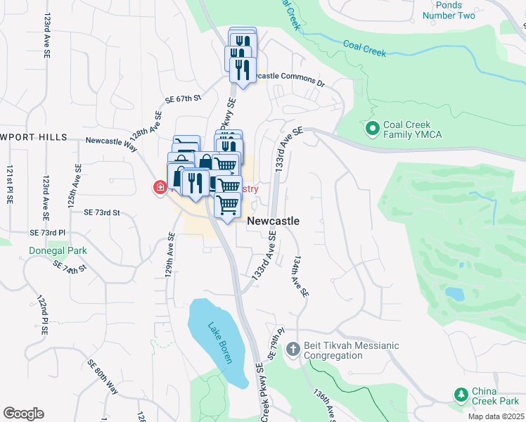 map of restaurants, bars, coffee shops, grocery stores, and more near in Newcastle
