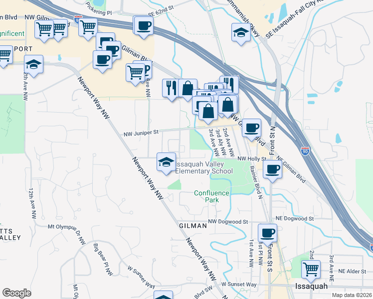 map of restaurants, bars, coffee shops, grocery stores, and more near 759 4th Avenue Northwest in Issaquah